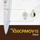 PAUL BROWN Titan 10 Inch X50CrMov15 Chef Knife with Soft Touch White Handle