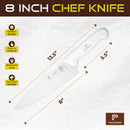 PAUL BROWN Classic 8 Inch X50CrMov15 Chef Knife with Soft Touch White Handle
