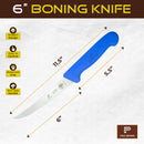 PAUL BROWN Classic 6 Inch X50CrMov15 Boning Knife with Soft Touch Blue Handle