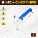 PAUL BROWN Classic 8 Inch X50CrMov15 Chef Knife with Soft Touch Blue Handle