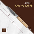 Paul Brown® 4 inch Paring Knife made of S35VN Power steel with 67 Layers Damascus with Premium Wooden Handle