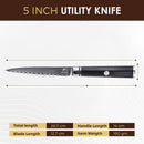 PAUL BROWN Chef Knife Premium Hammered Japanese high carbon Steel with Wooden Handle with Ultra Sharp corrosion-resistant Edge (Knight, 5")