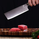 PAUL BROWN Chef Knife Premium Hammered Japanese high carbon Steel with Wooden Handle with Ultra Sharp corrosion-resistant Edge (Knight, 7" Nakiri)