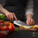 PAUL BROWN Chef Knife length 8 Inch Cheetah Series Made of 67 Layers Damascus Steel with VG10 Core Ergonomic Ebony Wood Handle
