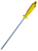 PAUL BROWN Classic 12 Inch German Steel Honing Rod (Sharpening Steel) with Soft Touch Yellow Handle
