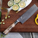 PAUL BROWN AUS-10 Japanese damascus steel 7 inch nakiri knife Sapele wood handle arrow pattern 67 layers Knife