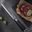8 Inch Kitchen Knife Ebony Wood Handle 67 Layers VG10 Damascus Steel Bread Knife