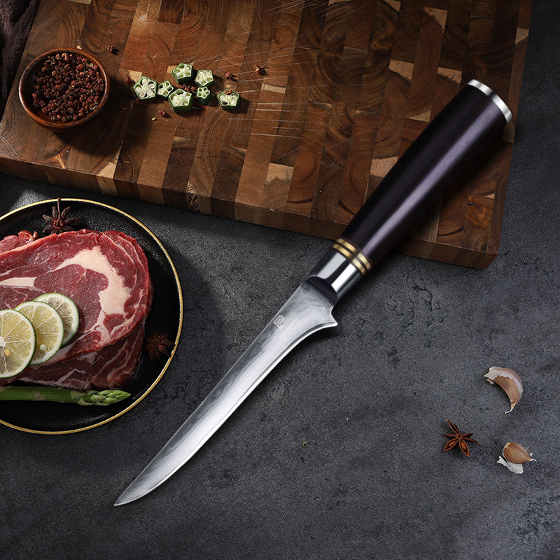 6 inch Ebony Wood Handle Boning Knife 67 Layers VG10 Damascus Steel Chef Kitchen Knife