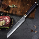 8 Inch Kitchen Knife Ebony Wood Handle 67 Layers VG10 Damascus Steel Bread Knife