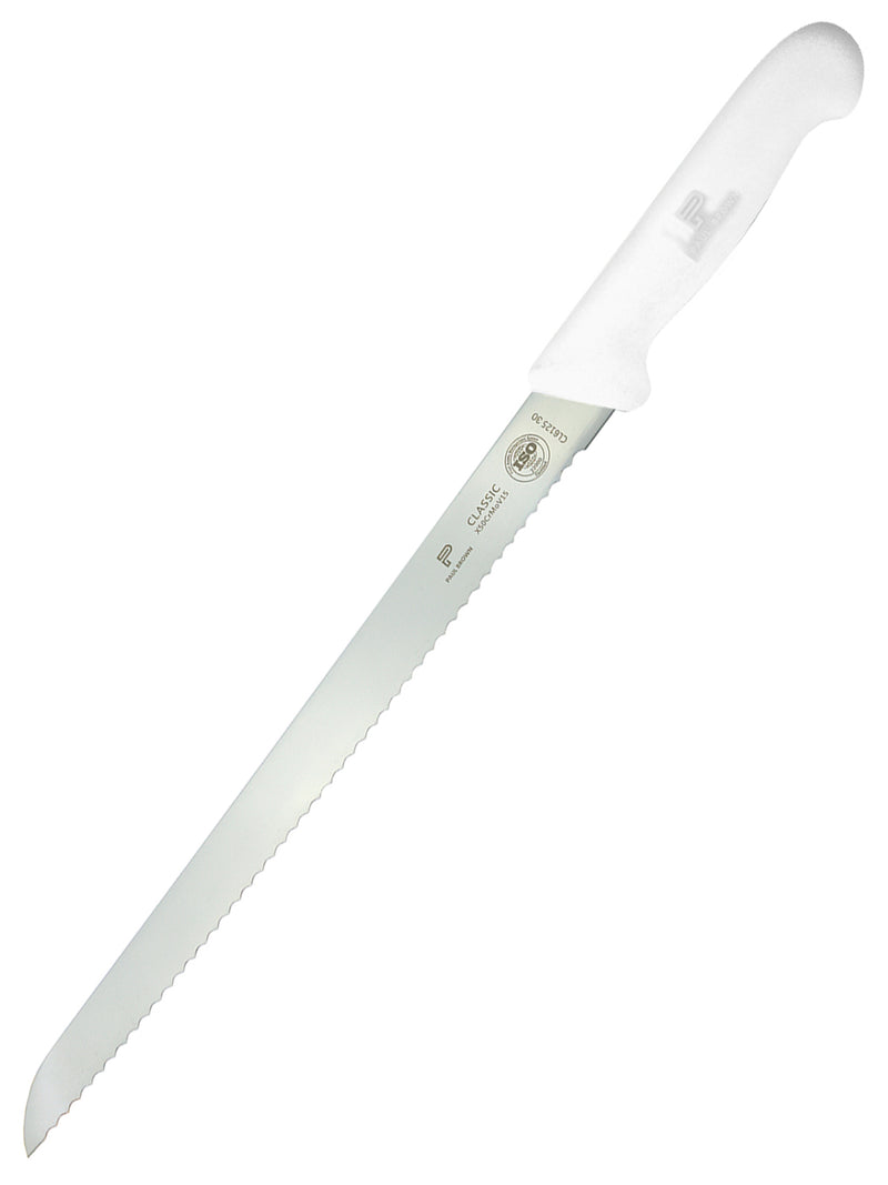 PAUL BROWN Classic 12 Inch X50CrMov15 Bread Knife with Soft Touch White Handle