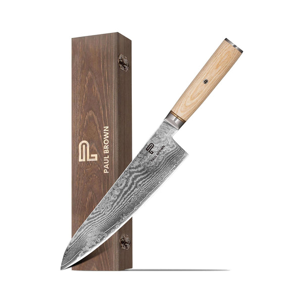 Paul Brown's™ Knife made of S35VN Power steel with 67 Layers Damascus with Premium Wooden Handle (8" Chef Knife)