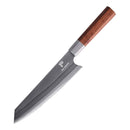 Paul Brown's™ 8 inch Kiritsuke Chef Knife 440c Damascus 7 layers damascus Japanese Chef Knife with Yellow Sandal Solid Wood Handle with Pine wood Gift Box and Leather Sheath