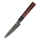 Paul Brown's™ 440C High Carbon Stainless Chef Knife Forged Hammer Pattern with Mahogany Wood Handle and Ashwood Saya (6" Utility)