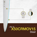 PAUL BROWN Classic 12 Inch X50CrMov15 Chef Knife with Soft Touch Brown Handle