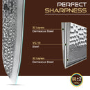 7 inch Santoku Knife 67 Layers Damascus VG10 Steel with Forged Hammer Pattern with Premium Wooden Handle and Ashwood Saya