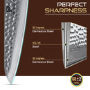 5 inch Utility Knife 67 Layers Damascus VG10 Steel with Forged Hammer Pattern with Premium Wooden Handle and Ashwood Saya