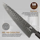 Paul Brown's™ 8 inch 440C High Carbon Stainless Chef Knife Forged Hammer Pattern with Mahogany Wood Handle and Ashwood Saya