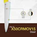 PAUL BROWN Classic 12 Inch X50CrMov15 Chef Knife with Soft Touch Yellow Handle