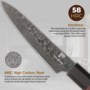 Paul Brown's™ 440C High Carbon Stainless Chef Knife Forged Hammer Pattern with Mahogany Wood Handle and Ashwood Saya (6" Utility)