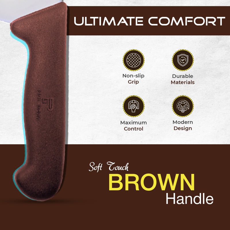 PAUL BROWN Titan 10 Inch X50CrMov15 Chef Knife with Soft Touch Brown Handle