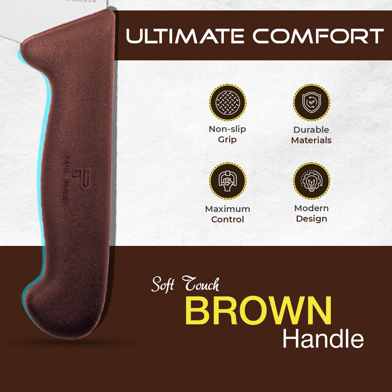 PAUL BROWN Classic 8 Inch X50CrMov15 Chef Knife with Soft Touch Brown Handle