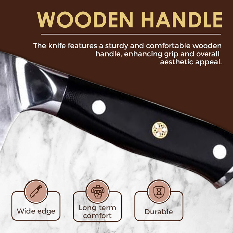 PAUL BROWN® Chef Knife Premium Hammered Japanese high carbon Steel with Wooden Handle with Ultra Sharp corrosion-resistant Edge (Vegetable, 7)