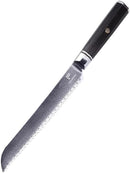 PAUL BROWN® Serrated Bread Knife length 8 Inch Knight Series 67 Layers Damascus Steel withe Ergonomic Wooden Handle (Knight)