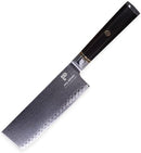 PAUL BROWN Chef Knife Premium Hammered Japanese high carbon Steel with Wooden Handle with Ultra Sharp corrosion-resistant Edge (Knight, 7" Nakiri)