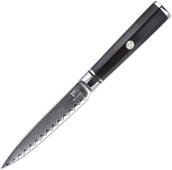 PAUL BROWN Chef Knife Premium Hammered Japanese high carbon Steel with Wooden Handle with Ultra Sharp corrosion-resistant Edge (Knight, 5")