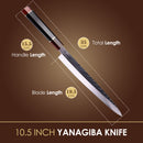 PAUL BROWN® Chef Knife Premium Hammered Japanese high carbon Steel with Wooden Handle with Ultra Sharp corrosion-resistant Edge (Traditional Sushi, 10.5")