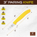 PAUL BROWN Classic 3 Inch X50CrMov15 Paring Knife with Soft Touch Yellow Handle