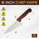 PAUL BROWN Classic 6 Inch X50CrMov15 Chef Knife with Soft Touch Brown Handle