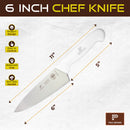 PAUL BROWN Classic 6 Inch X50CrMov15 Chef Knife with Soft Touch White Handle