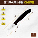 PAUL BROWN Classic 3 Inch X50CrMov15 Paring Knife with Soft Touch Black Handle