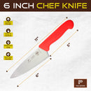PAUL BROWN Classic 6 Inch X50CrMov15 Chef Knife with Soft Touch Red Handle
