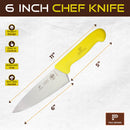 PAUL BROWN Classic 6 Inch X50CrMov15 Chef Knife with Soft Touch Yellow Handle