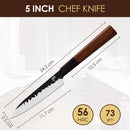 PAUL BROWN® Chef Knife Premium Hammered Japanese high carbon Steel with Wooden Handle with Ultra Sharp corrosion-resistant Edge (Deluxe, 5")