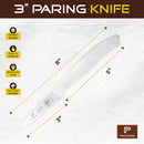 PAUL BROWN Classic 3 Inch X50CrMov15 Paring Knife with Soft Touch White Handle