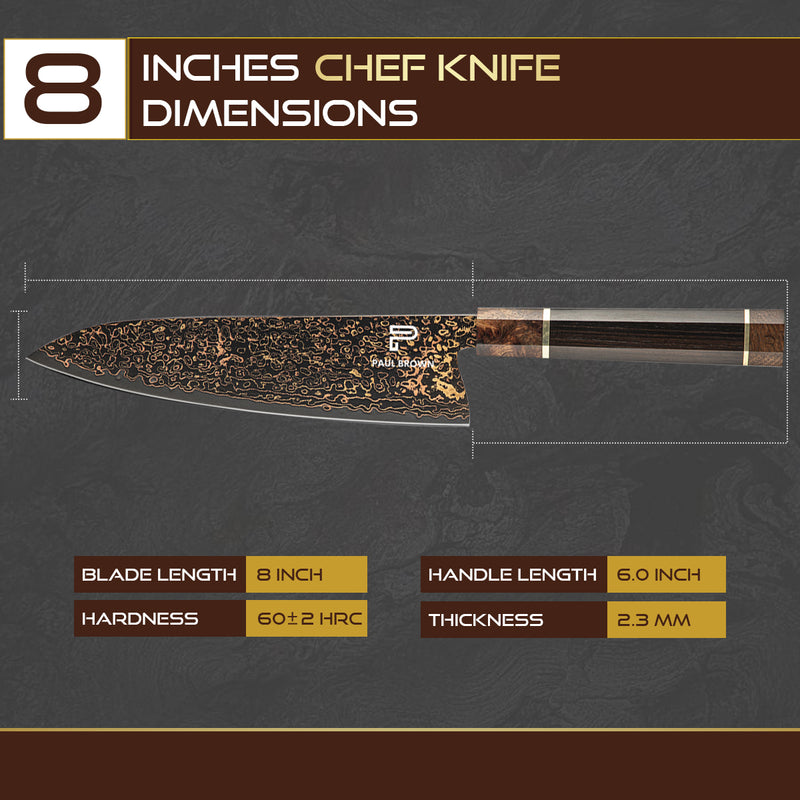 8 Inches Chef Knife 37 Layer Diamond Damascus Steel, with Ebony & Burl Knurl Wood Handle