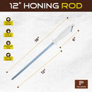 PAUL BROWN Classic 12 Inch German Steel Honing Rod (Sharpening Steel) with Soft Touch White Handle