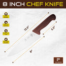 PAUL BROWN Classic 8 Inch X50CrMov15 Chef Knife with Soft Touch Brown Handle
