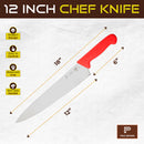 PAUL BROWN Classic 12 Inch X50CrMov15 Chef Knife with Soft Touch Red Handle