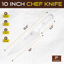 PAUL BROWN Classic 10 Inch X50CrMov15 Chef Knife with Soft Touch White Handle