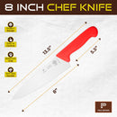 PAUL BROWN Classic 8 Inch X50CrMov15 Chef Knife with Soft Touch Red Handle