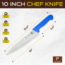 PAUL BROWN Titan 10 Inch X50CrMov15 Chef Knife with Soft Touch Blue Handle