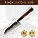 PAUL BROWN® Chef Knife Premium Hammered Japanese high carbon Steel with Wooden Handle with Ultra Sharp corrosion-resistant Edge (Deluxe, 7" Suntuko)