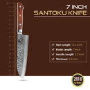 7 inch Santoku Knife 67 Layers Damascus VG10 Steel with Forged Hammer Pattern with Premium Wooden Handle and Ashwood Saya