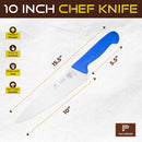 PAUL BROWN Classic 10 Inch X50CrMov15 Chef Knife with Soft Touch Blue Handle