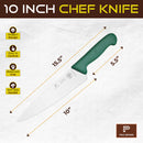 PAUL BROWN Classic 10 Inch X50CrMov15 Chef Knife with Soft Touch Green Handle