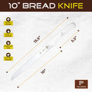 PAUL BROWN Classic 10 Inch X50CrMov15 Bread Knife with Soft Touch White Handle